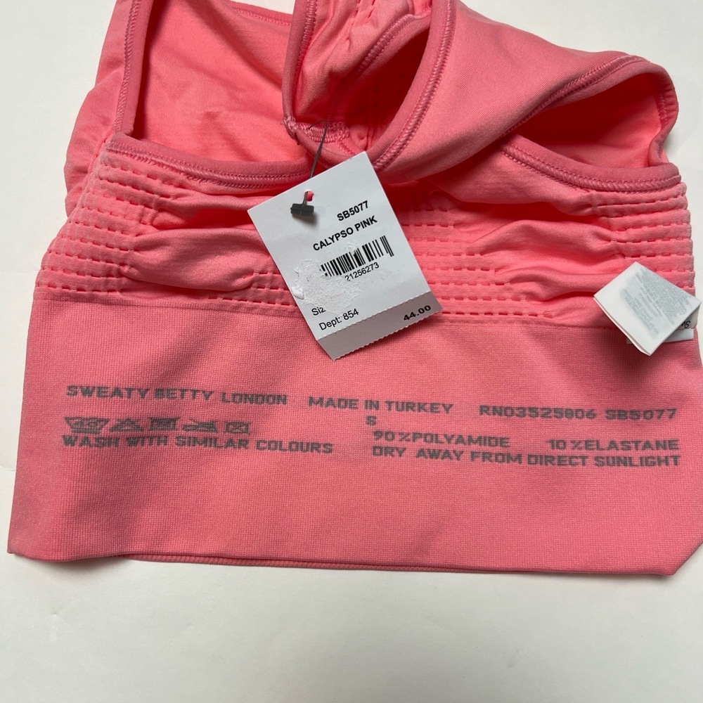 Sweaty Betty Longline Stamina Seamless Sports Bra Calypso Pink Small NWT - Picture 9 of 10